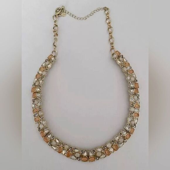 LOFT GOLD TONE CUT CRYSTAL YELLOW RESIN  15" NECKLACE NWOT - Picture 1 of 3
